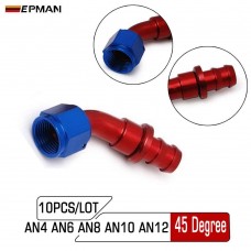 EPMAN AN4 AN6 AN8 AN10 AN12 45 Degree Swivel Oil/ Fuel/ Gas Line Hose End Push-On Male Fitting AN-45B